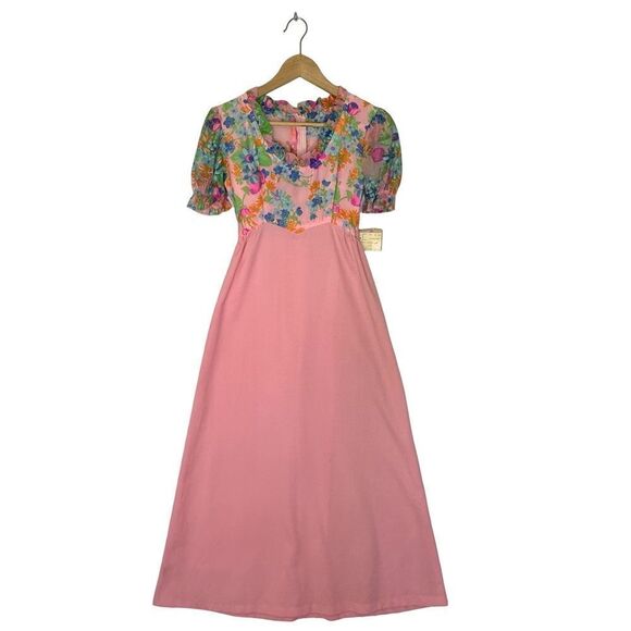 Dresses & Skirts - NWT Vintage Formal Maxi Dress Floral 60’s 70’s Size 7